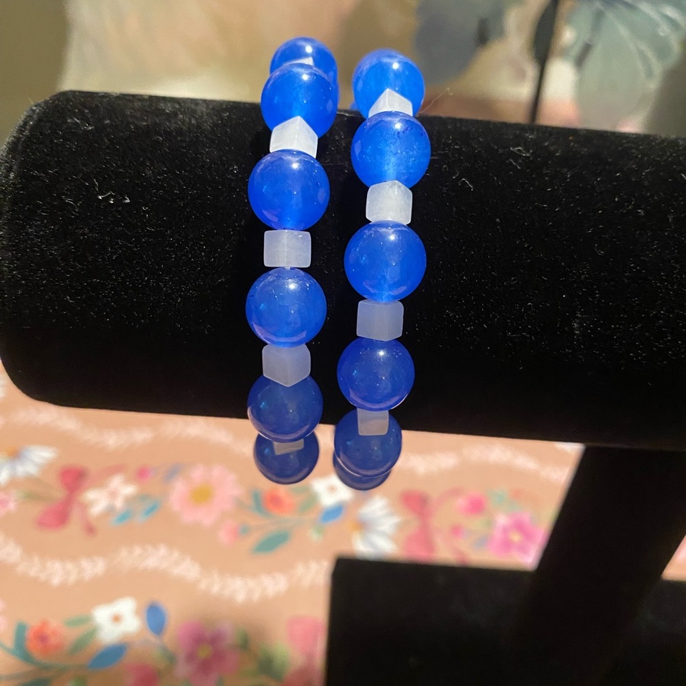 Blue Beaded Bracelet Set
